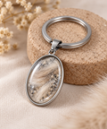 Schlüsselanhänger "Felix" Oval- Schmuck aus Tierasche/Tierfell/Brautstrauß/Kinderhaar