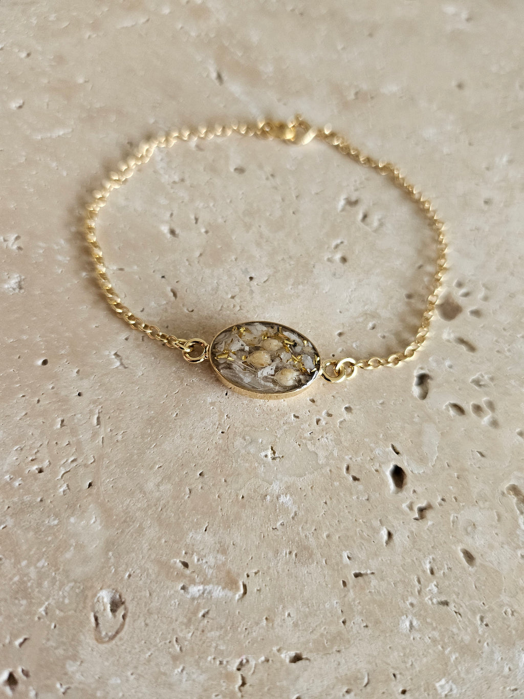 Erinnerungsarmband "Oval" 925er Silber/18k vergoldet - Schmuck aus Tierasche/Tierfell/Brautstrauß/Kinderhaar