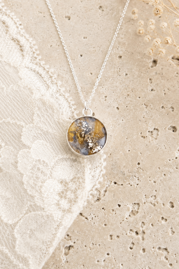 Erinnerungskette 925er Silber/18k vergoldet 12mm - Schmuck aus Tierasche/Tierfell/Brautstrauß/Kinderhaar