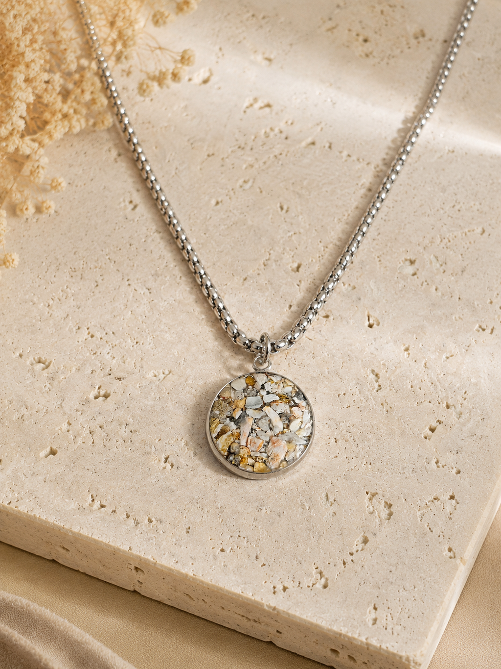 Erinnerungskette Herren Anhänger 20mm - Schmuck aus Tierasche/Tierfell/Brautstrauß/Kinderhaar