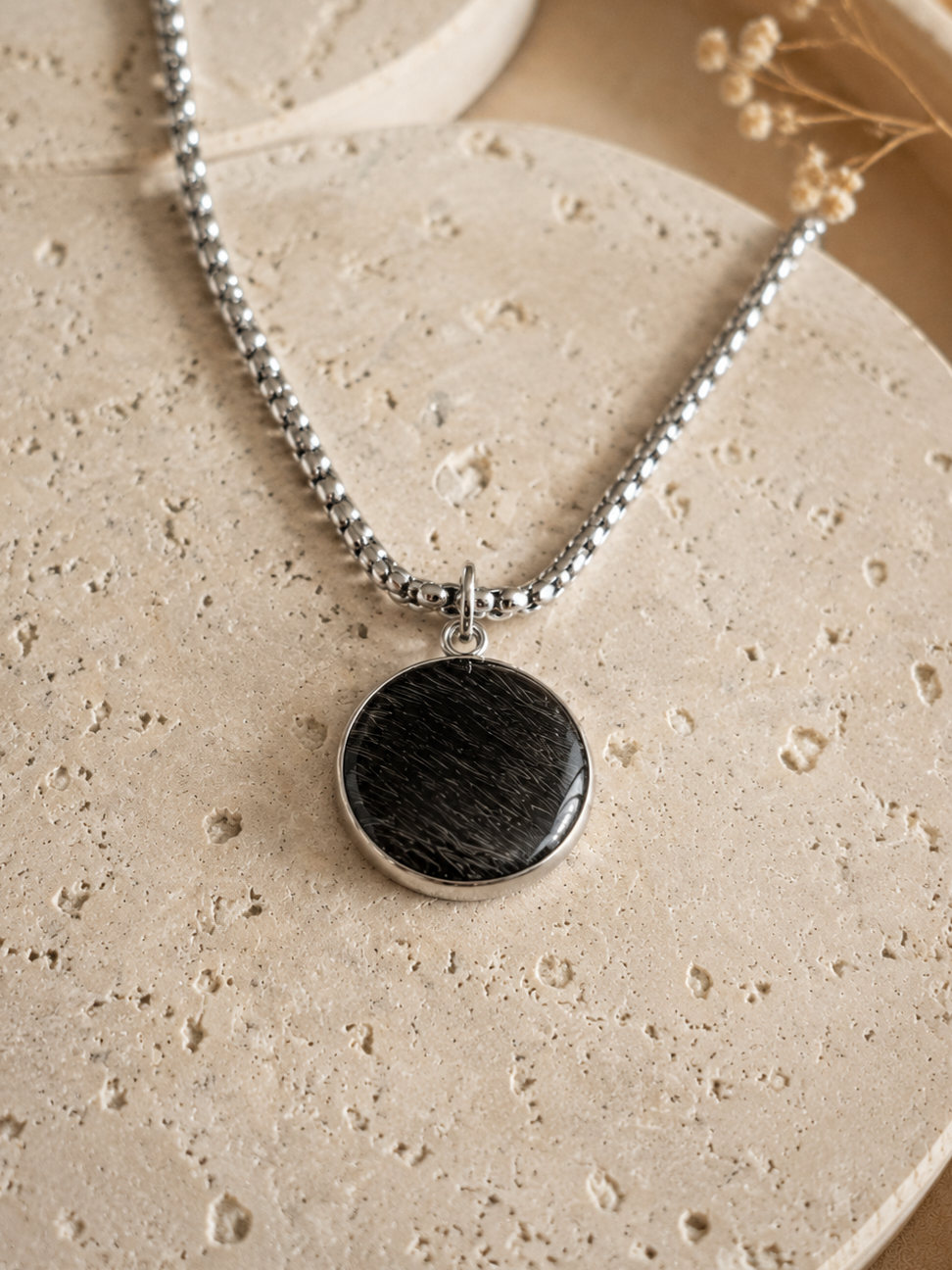 Erinnerungskette Herren Anhänger 20mm - Schmuck aus Tierasche/Tierfell/Brautstrauß/Kinderhaar
