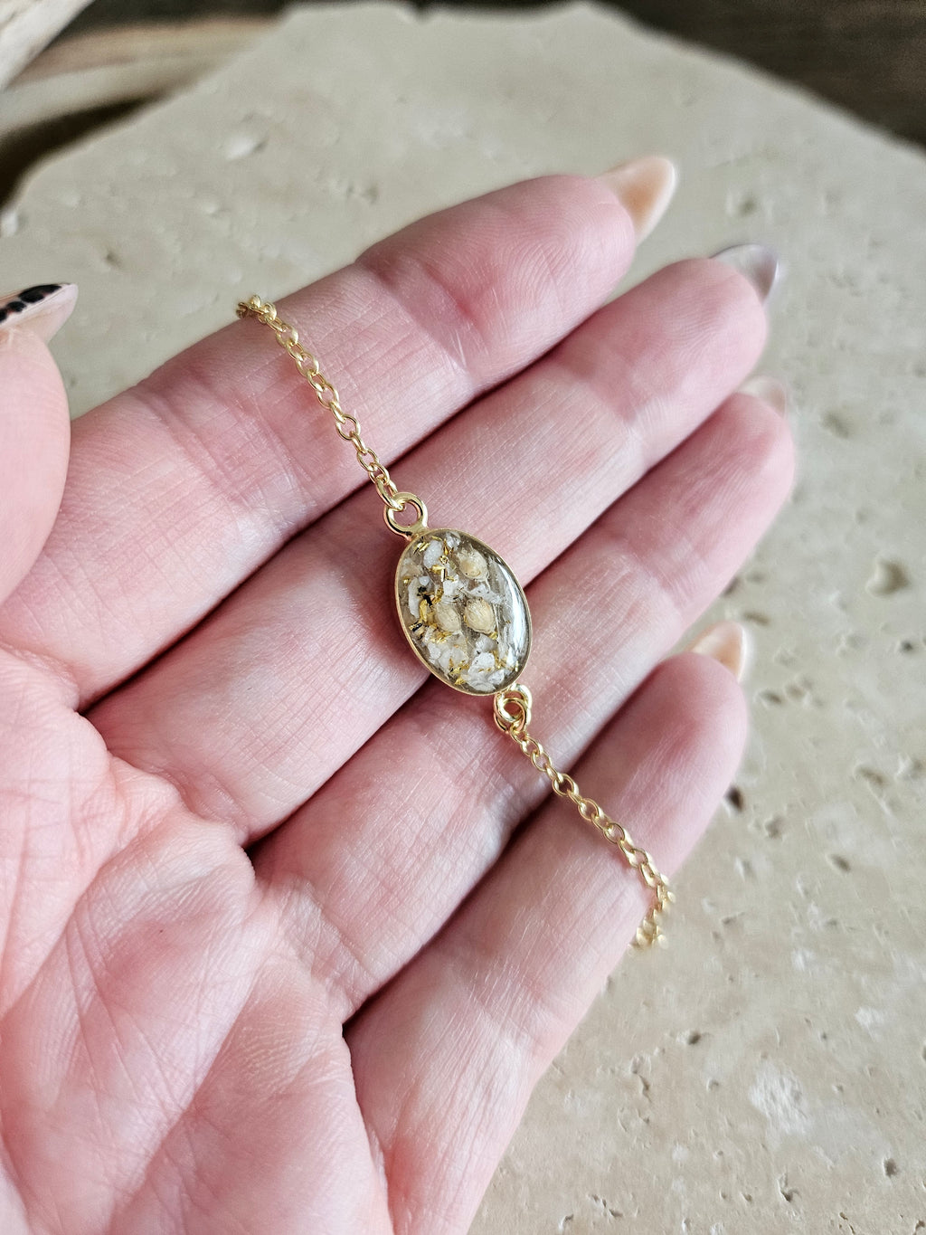 Erinnerungsarmband "Oval" 925er Silber/18k vergoldet - Schmuck aus Tierasche/Tierfell/Brautstrauß/Kinderhaar