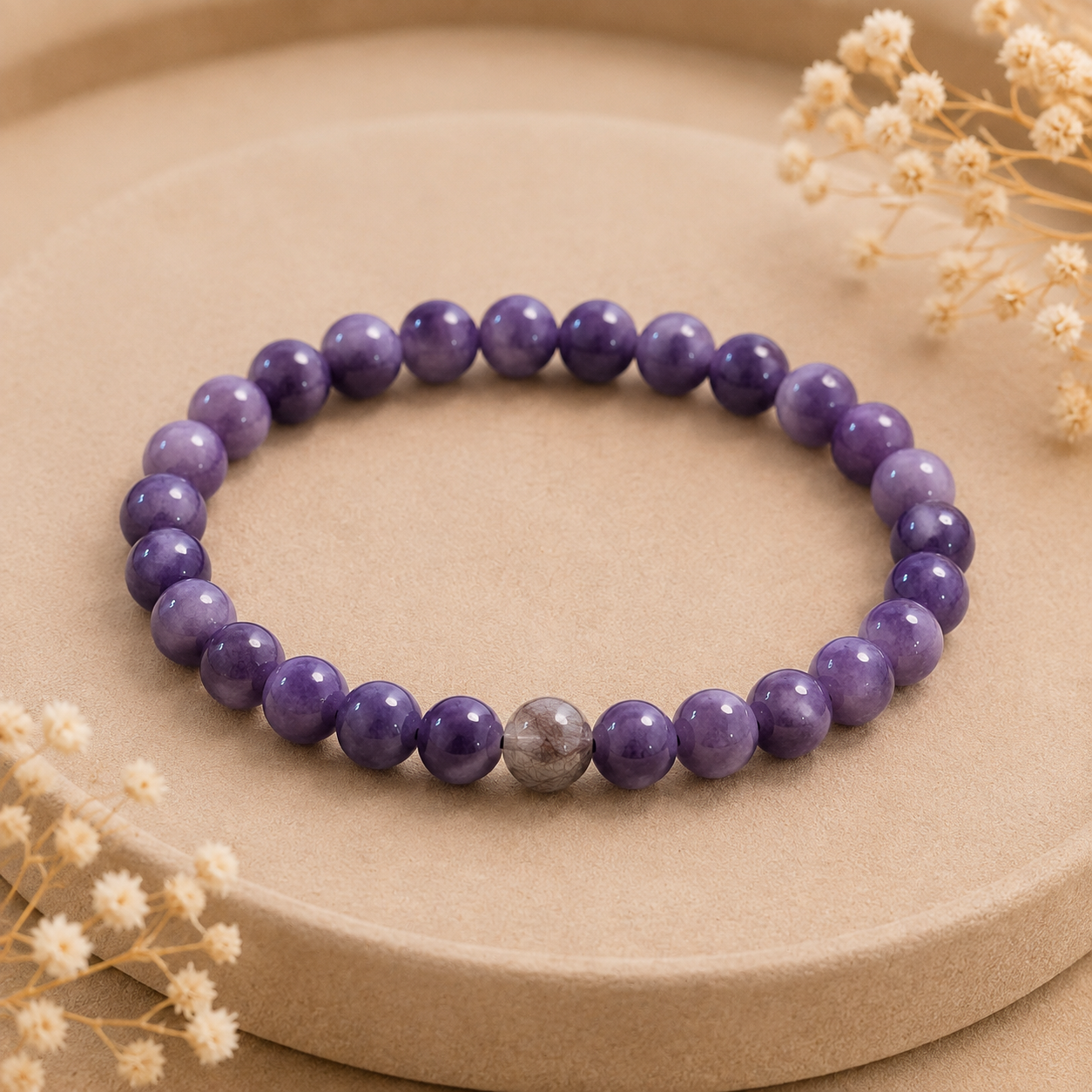 ErinnerungsPerlenarmband Lavendel Amethyst - Schmuck aus Tierasche/Tierfell/Brautstrauß/Kinderhaar