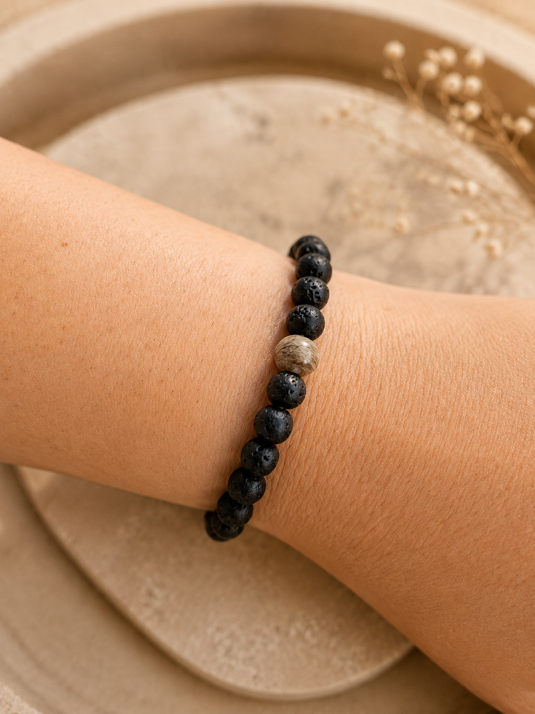 ErinnerungsPerlenarmband Lavaperle - Schmuck aus Tierasche/Tierfell/Brautstrauß/Kinderhaar