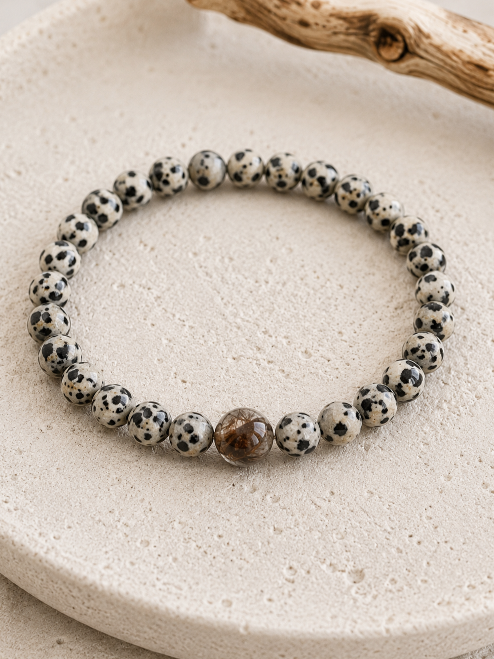 ErinnerungsPerlenarmband Dalmatiner Jaspis - Schmuck aus Tierasche/Tierfell/Brautstrauß/Kinderhaar