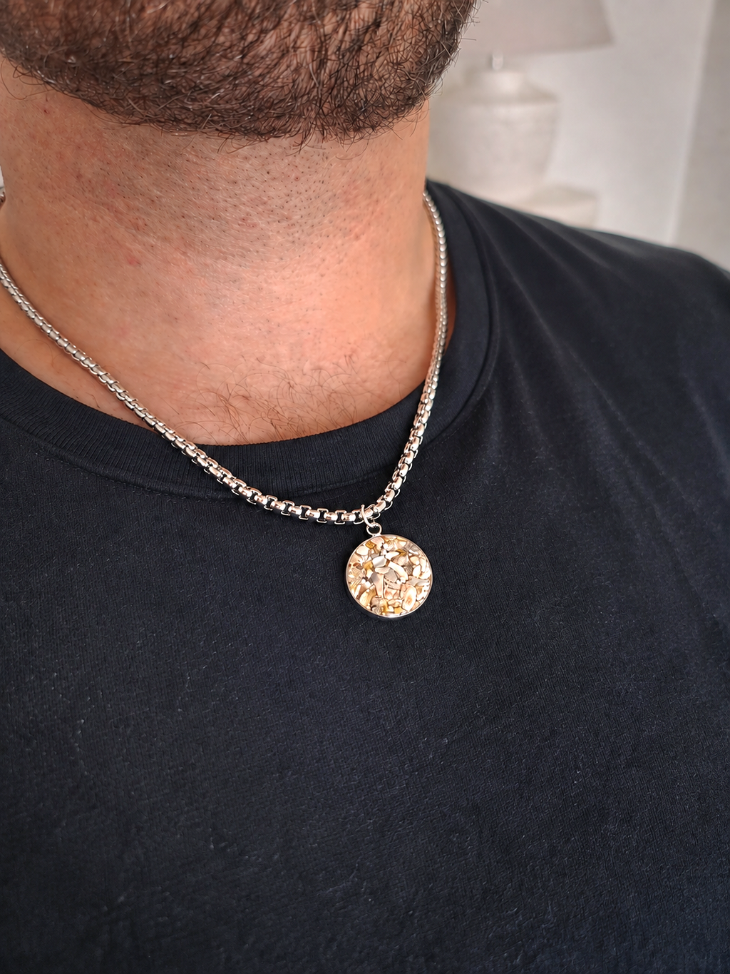 Erinnerungskette Herren Anhänger 20mm - Schmuck aus Tierasche/Tierfell/Brautstrauß/Kinderhaar