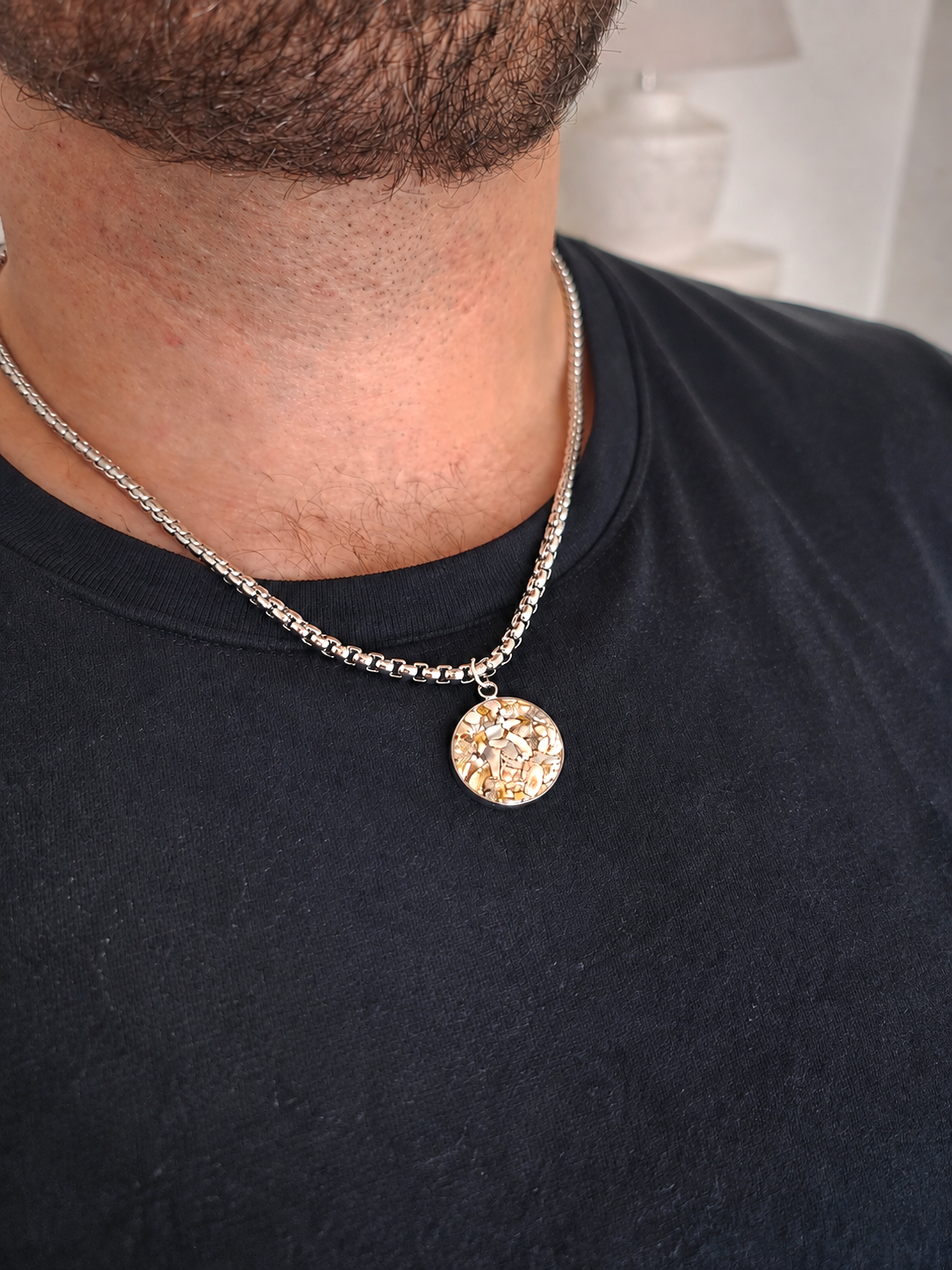 Erinnerungskette Herren Anhänger 20mm - Schmuck aus Tierasche/Tierfell/Brautstrauß/Kinderhaar