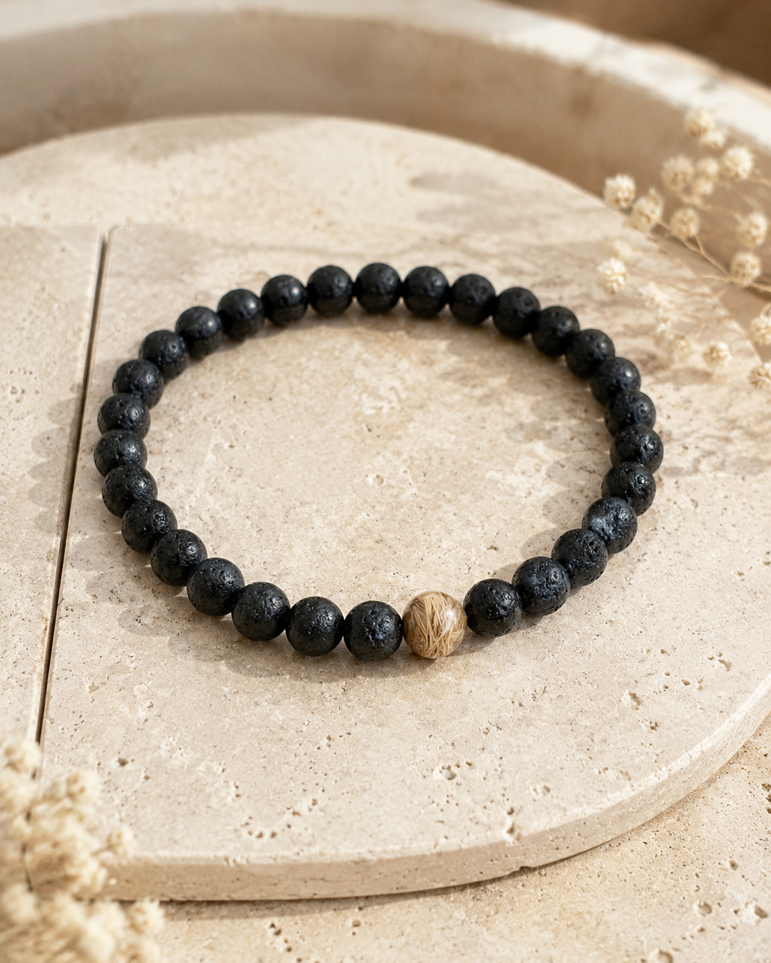 ErinnerungsPerlenarmband Lavaperle - Schmuck aus Tierasche/Tierfell/Brautstrauß/Kinderhaar